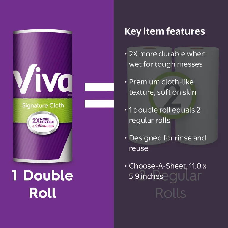 Premium Viva Signature Cloth Paper Towels, Double Roll, 104 Sheets