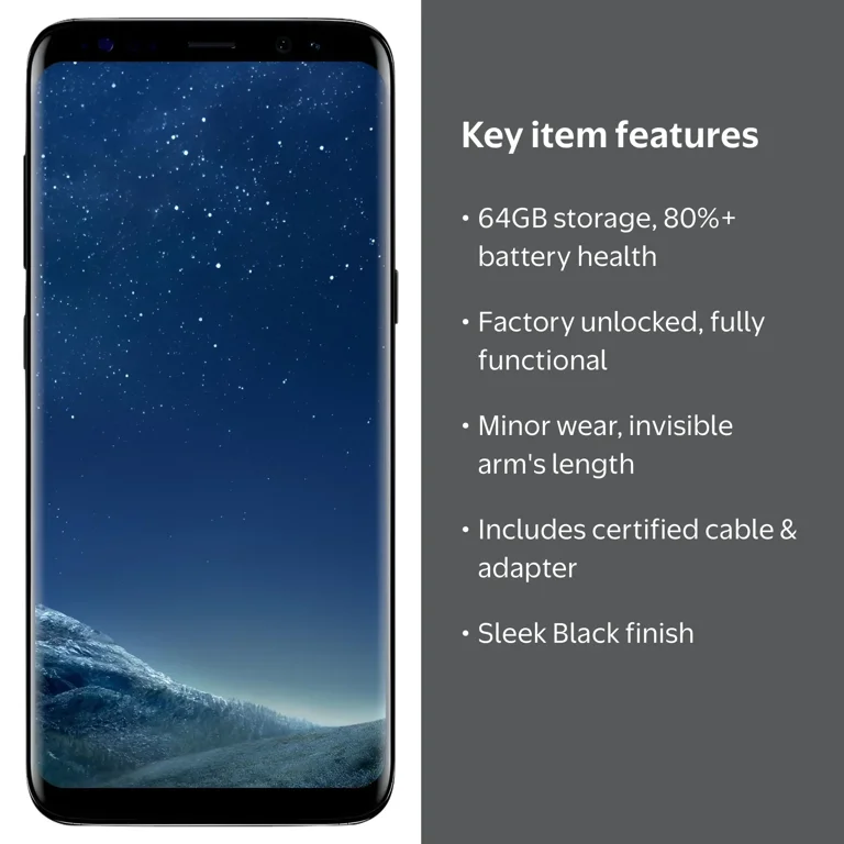 Restored Samsung Galaxy S8 SM-G950U 64GB Factory Unlocked Android
