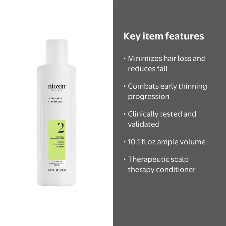 Nioxin SYSTEM 2 Scalp Therapy Conditioner 10.1 OZ to support scalp