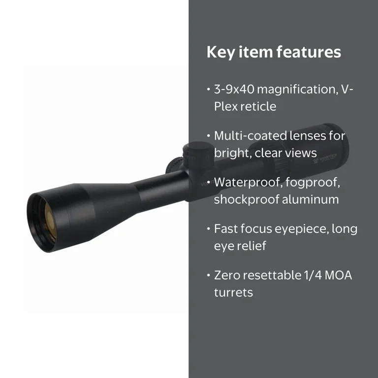 Vortex Crossfire II 3-9x40 Second Focal Plane Riflescope, 1-inch