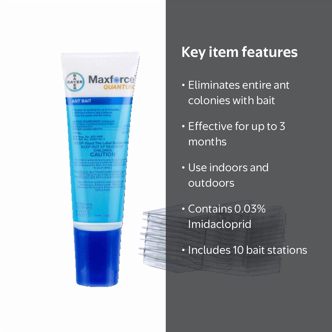 Bayer Maxforce Quantum Ant Bait, Liquid, 1 Tube with 10 stations