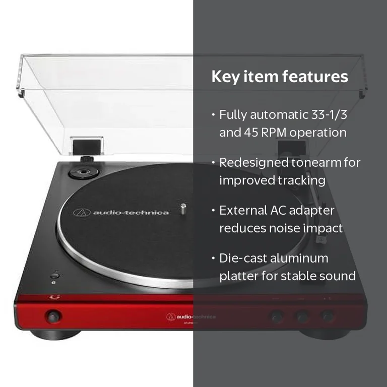 Audio Technica AT-LP60X-RD Turntable Red - Walmart.com