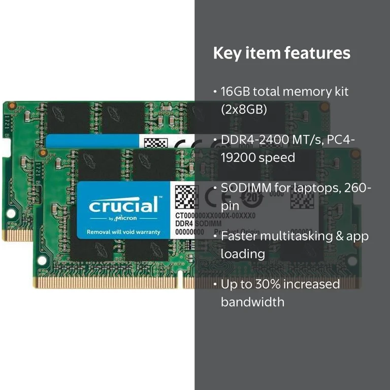 Crucial, RAM Module, 16GB Kit (2 x 8GB) DDR4-2400 SODIMM - Walmart.com