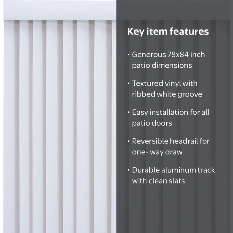 Achim, Vertical Blinds, 78x84 inches, White Groove Texture