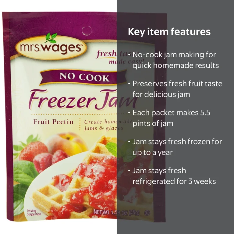 kingrecipe Mrs. Wages Freezer Jam Fruit Pectin for Preserves, No Cook, 1.59
