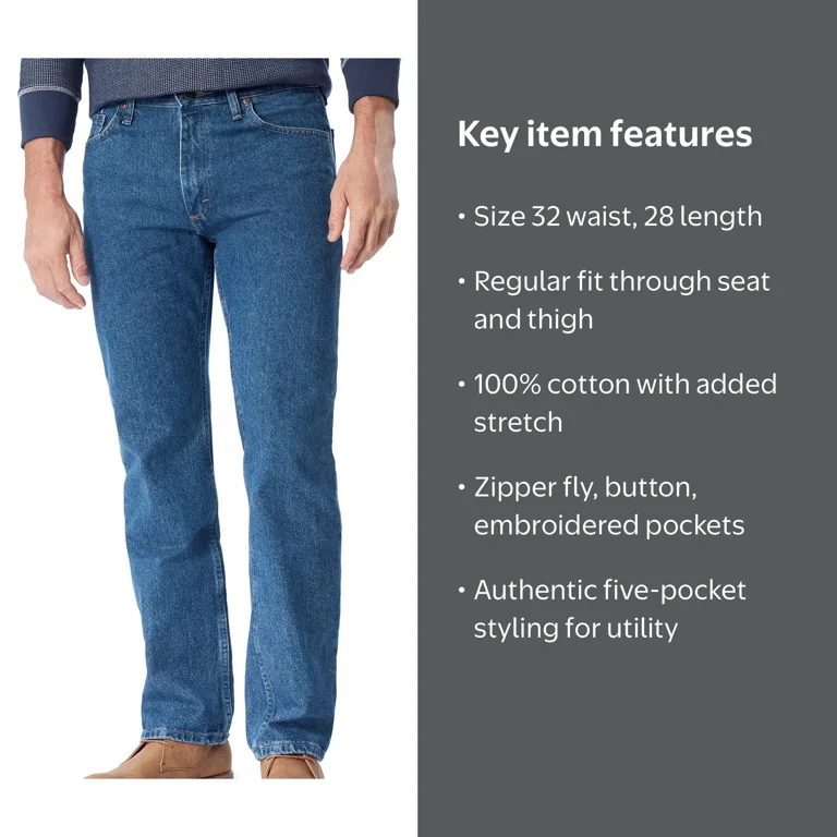 Men's Jeans 32X28 Classic Straight Leg Stretch 32 - Walmart.com