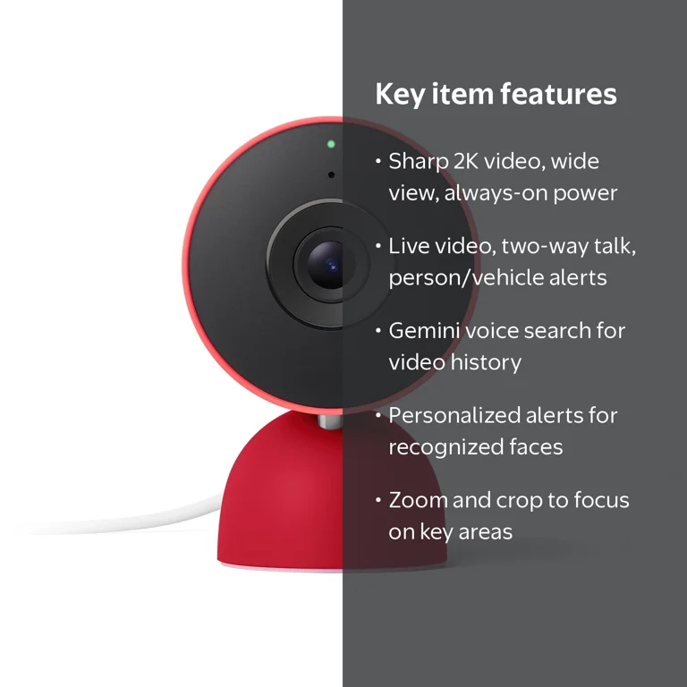 Google, Indoor Security Camera, 3rd Gen, Wired 2K Video - Walmart.com