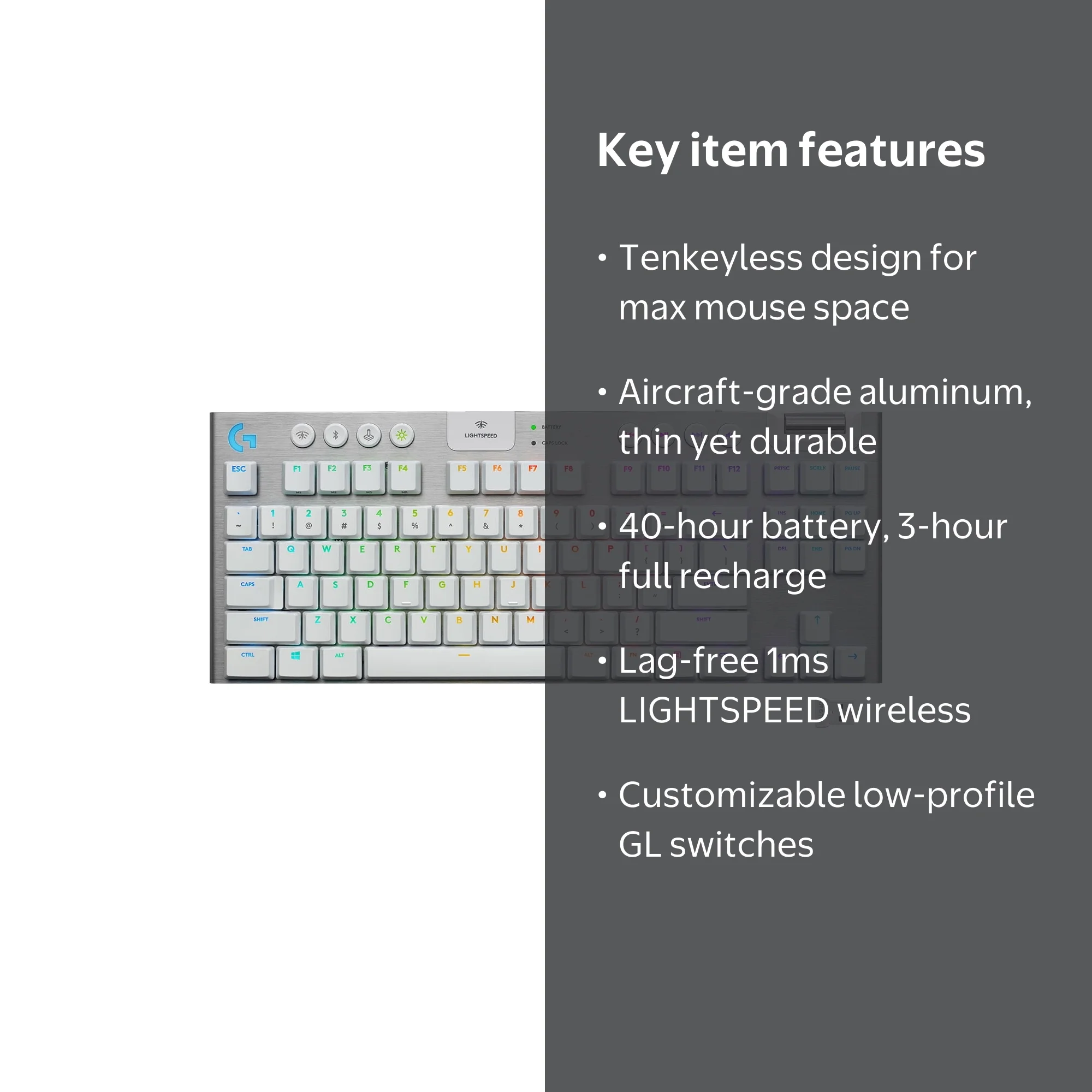 Logitech G, Mechanical Gaming Keyboard, G915 TKL, White - Walmart.com