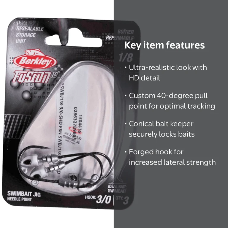 Berkley Fusion19 Swimbait Jig Head Realistic Hook for Soft