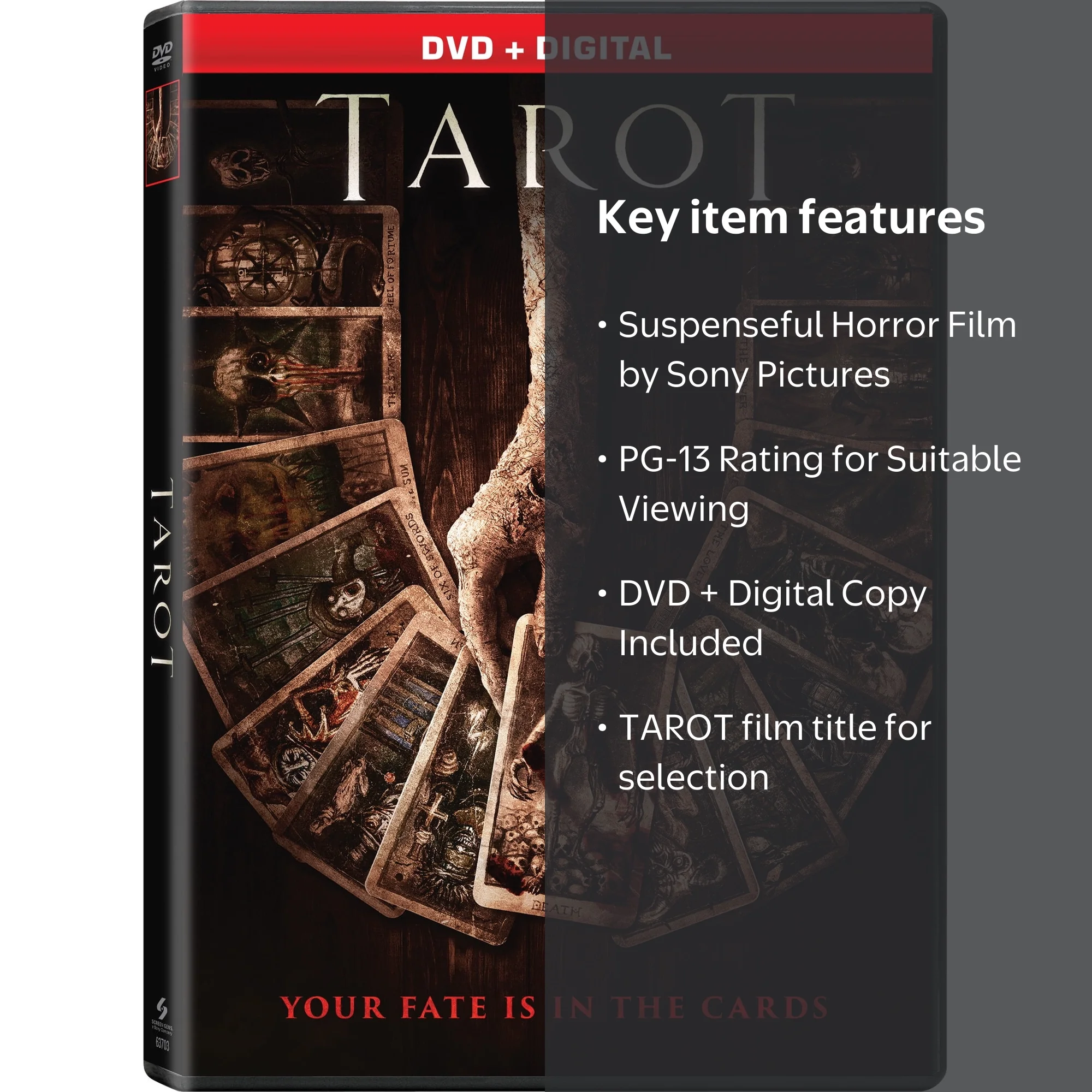 Sony, DVD + Digital Copy, Tarot, Horror, Cursed Cards, PG-13