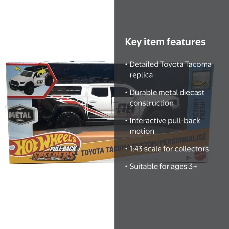 Hot Wheels Toyota Tacoma Custom Pullback Speeders 1:43 Scale 2025
