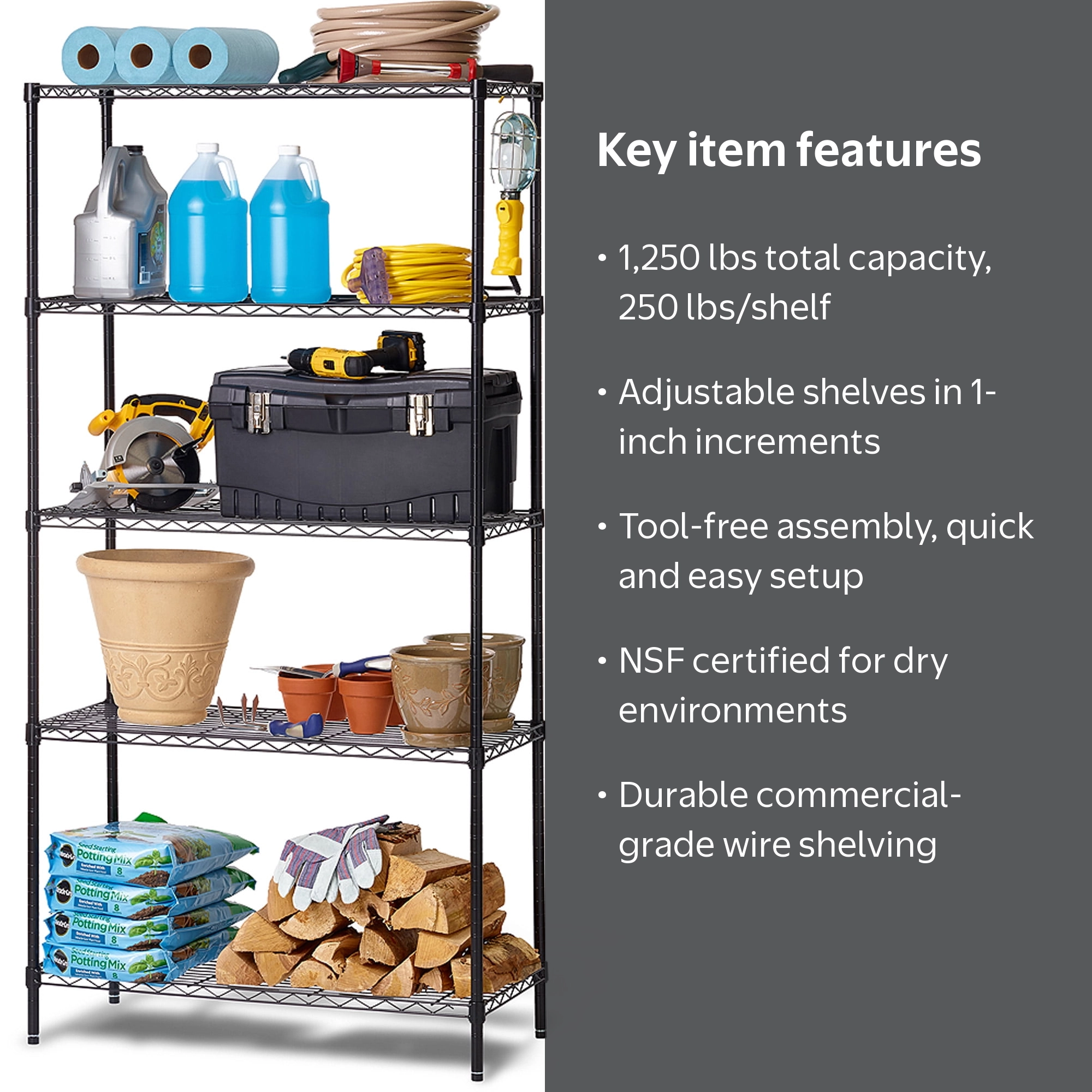Workchoice 5 Tier Rack Black - Walmart.com