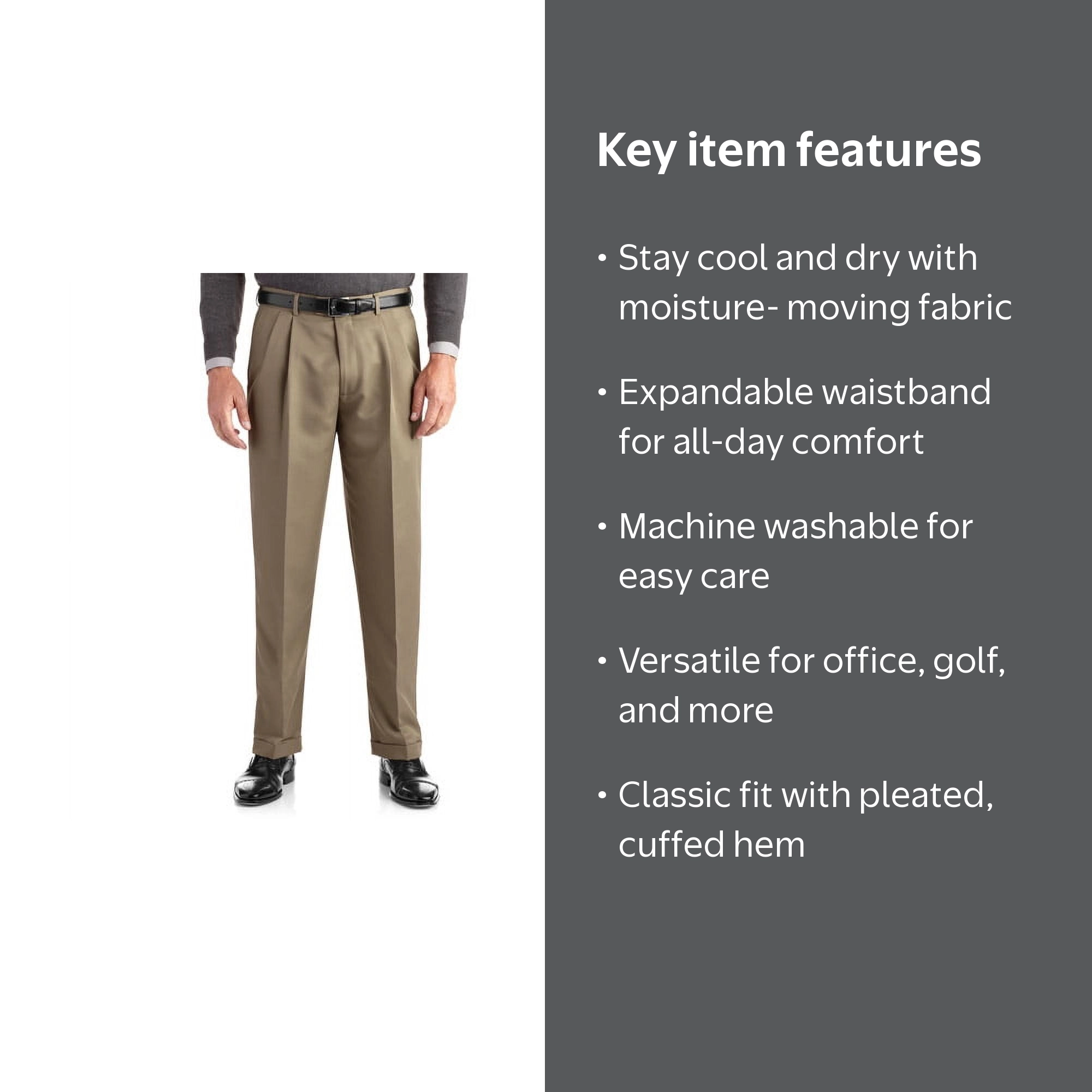 George men's Pleated Cuffed Microfiber Dress Pants - Walmart.com