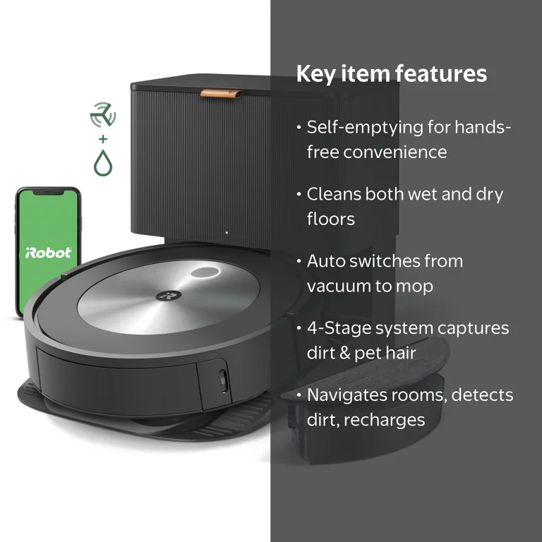 iRobot, Robot Vacuum and Mop, Self-Emptying, Black - Walmart.com