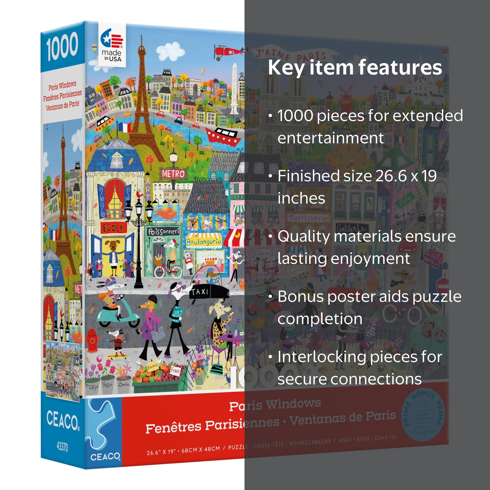 Ceaco 1000 Piece Paris Windows (Amanda Haley) Interlocking Jigsaw