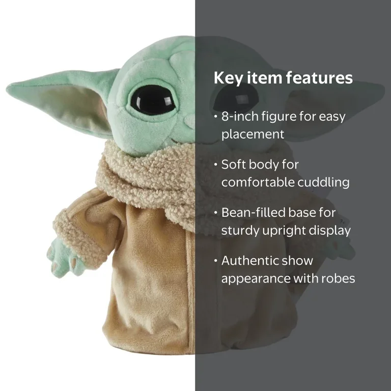 Star Wars Baby Yoda Plush Toy, 8-in Grogu Soft Doll from The