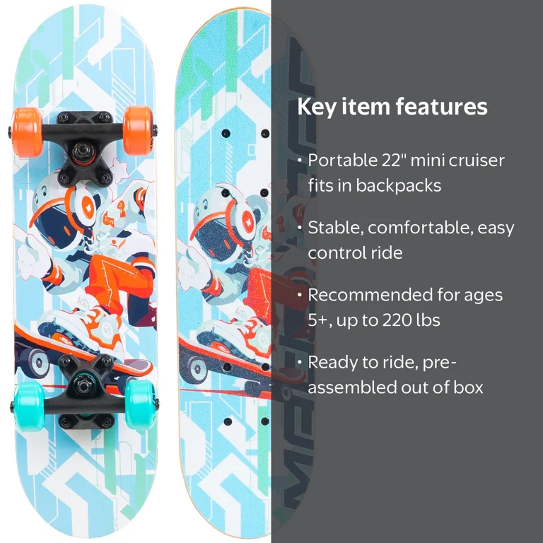 Madd Gear Mini Cruiser Skateboard for Kids and Teens – Lightweight