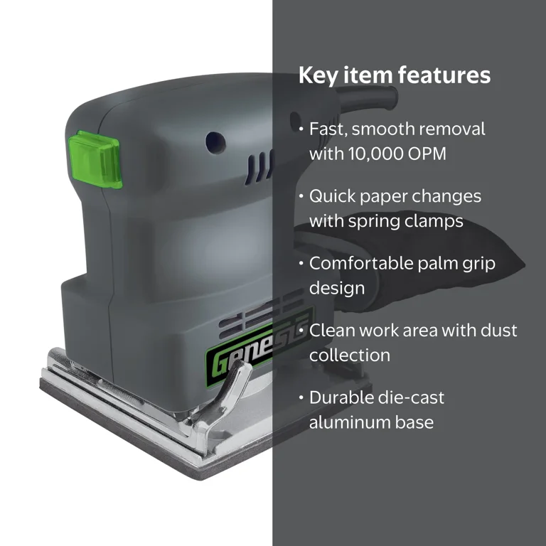 Genesis 1/4 Sheet Palm Sander with Dust Collector Bag - Walmart.com