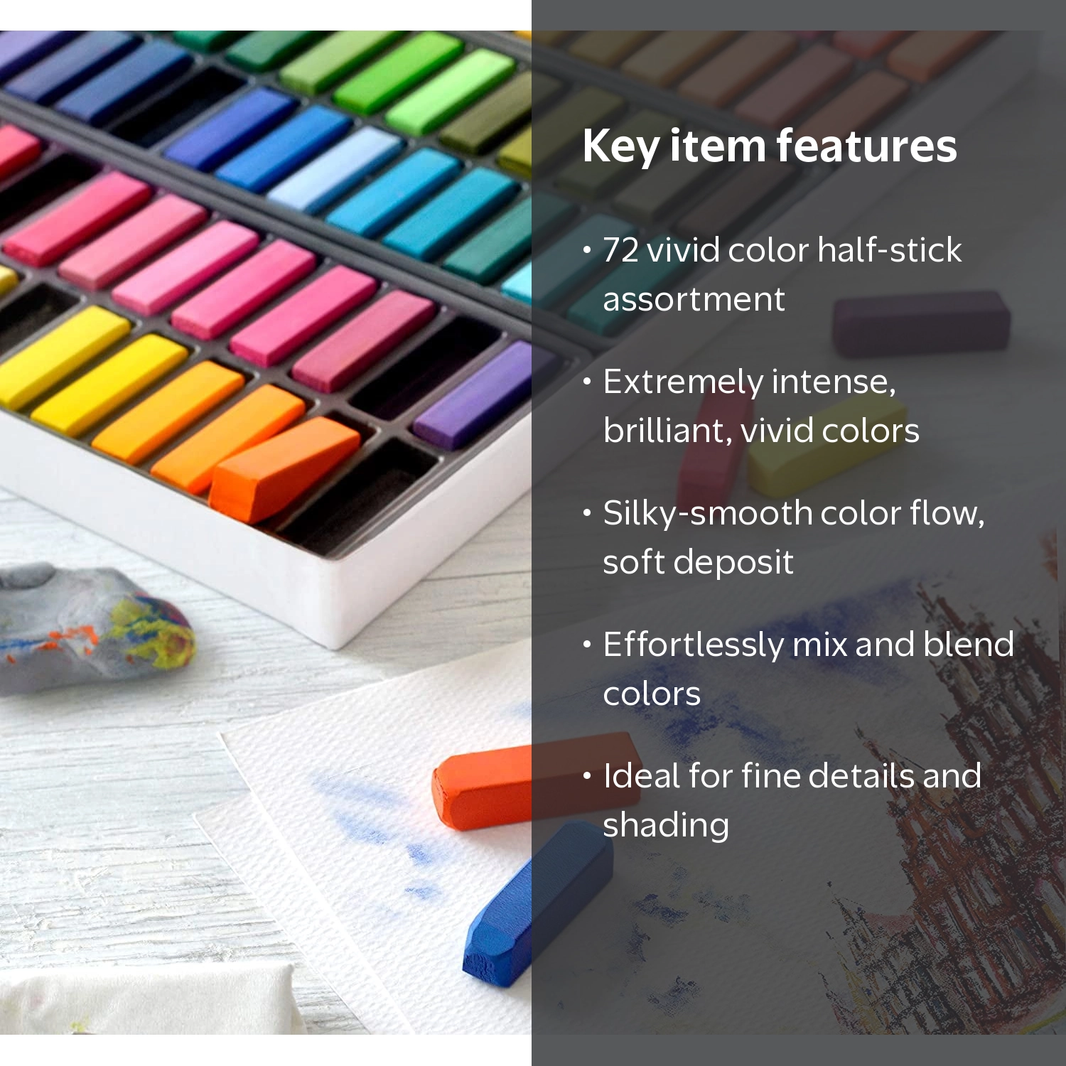 Faber-Castell, Soft Pastel Half Sticks, 72 Vivid Colors (2.5