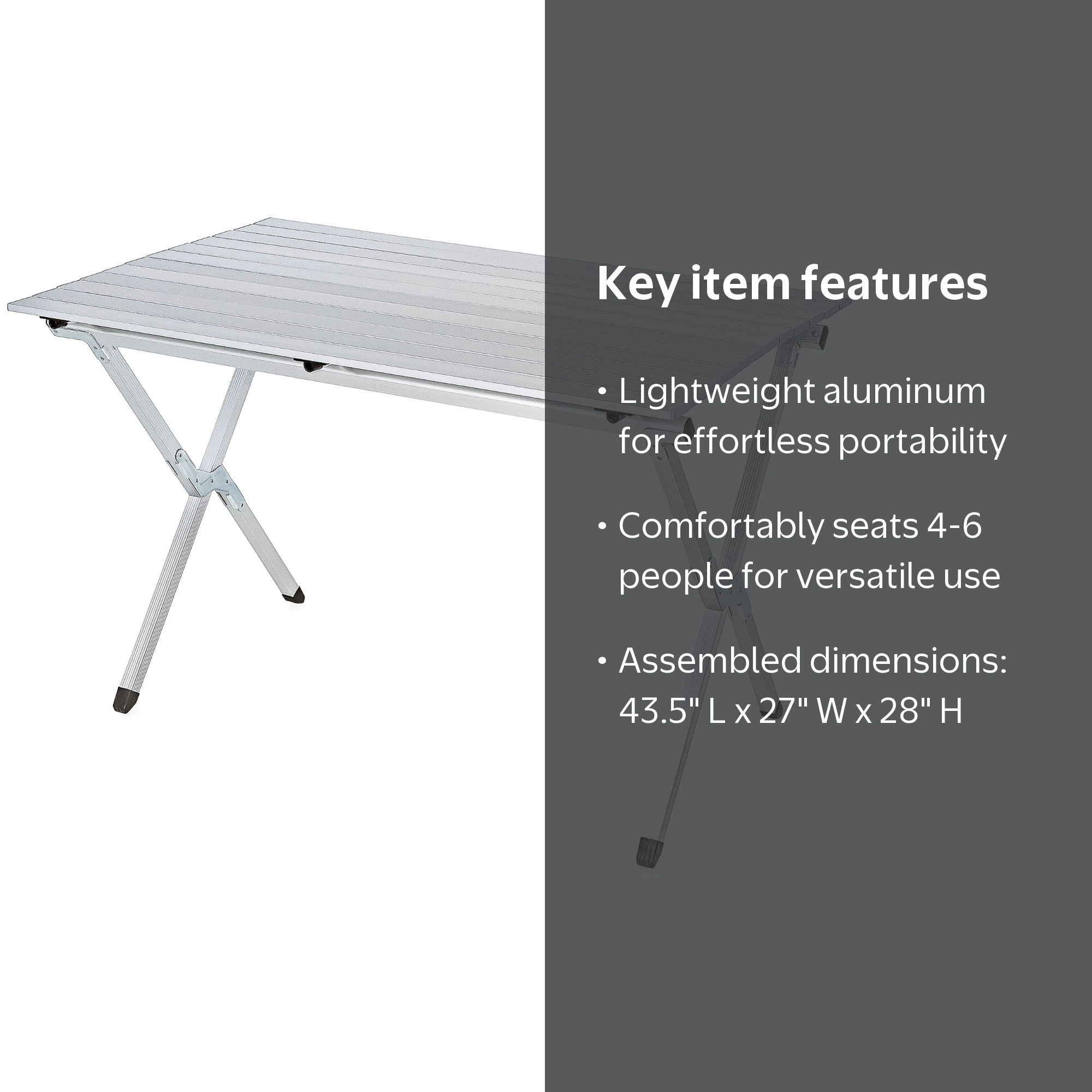 Camco Fold-Away Aluminum Roll-Up Table 51892, Portable - Walmart.com