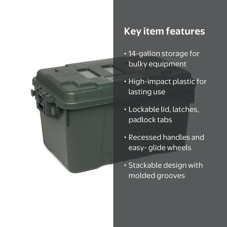 Plano Sportsman's Trunk, OD Green, 14-Gallon Lockable Storage Box