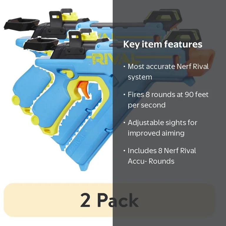 2 pack) Nerf Rival Vision XXII 800 Ball Dart Blaster with 8 Rounds