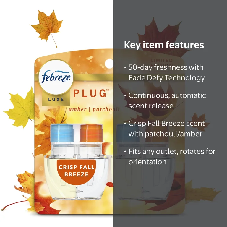 Febreze, Plug Refill, Odor-Fighting, Crisp Fall Breeze Scent, 2 Count