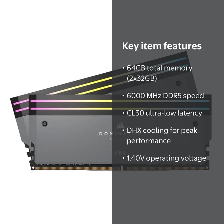 CORSAIR DOMINATOR TITANIUM 64GB (2 x 32GB) DDR5 6000 PC Computer