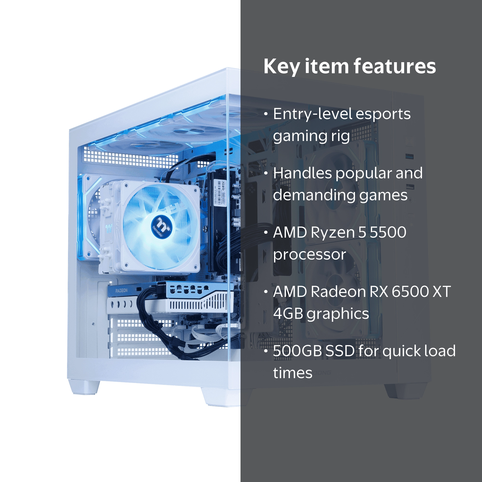 Mloong Gaming PC Desktop, AMD Ryzen5 5500, Radeon RX 6600, 1TB SSD