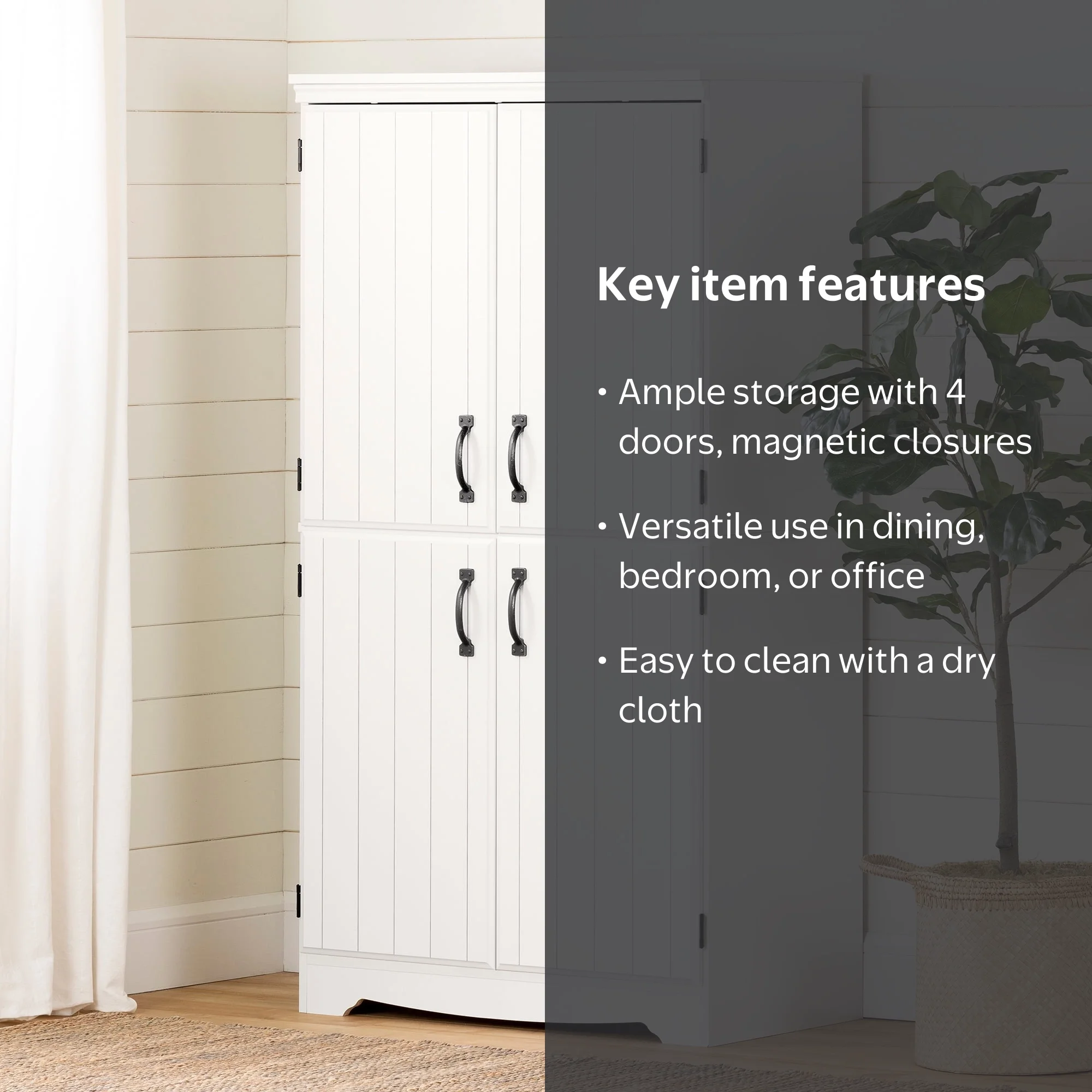 South Shore Furniture, Storage Cabinet, Farnel 4-Door, White