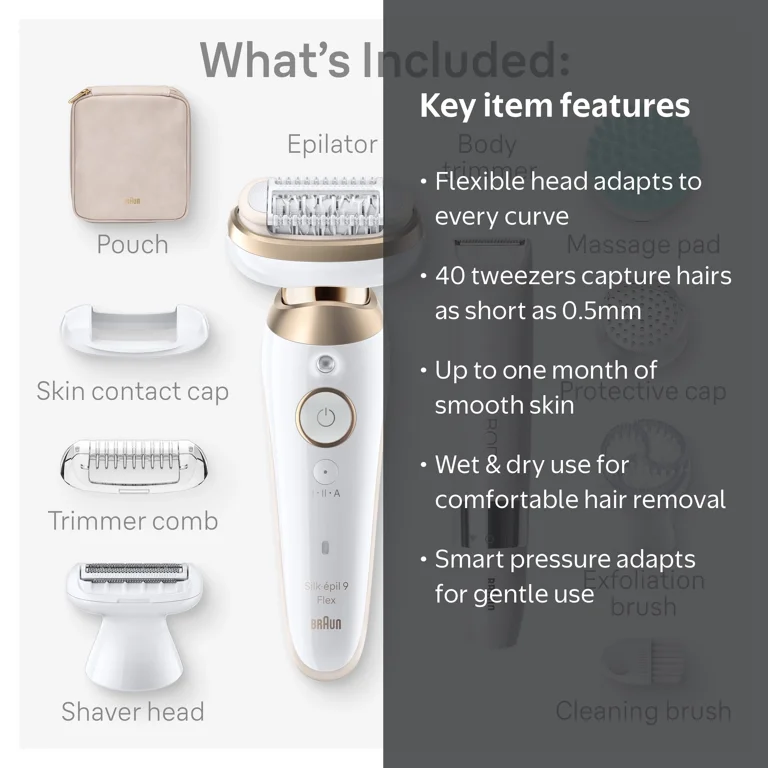 Braun Silk-epil 9 Flex SkinSpa Epilator, 360 Flex and Pivoting