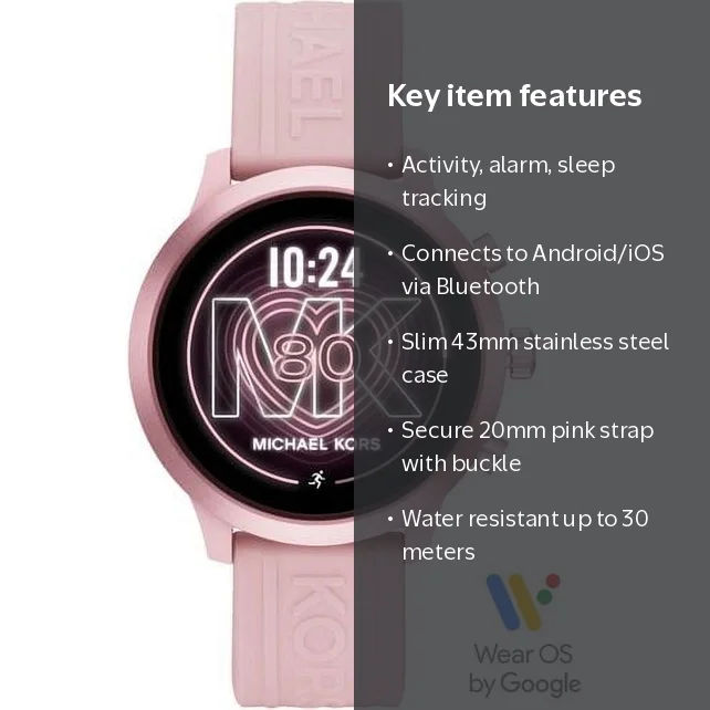 Michael Kors Access MKGO Gen 4 Smartwatch, 43mm Aluminum, Pink
