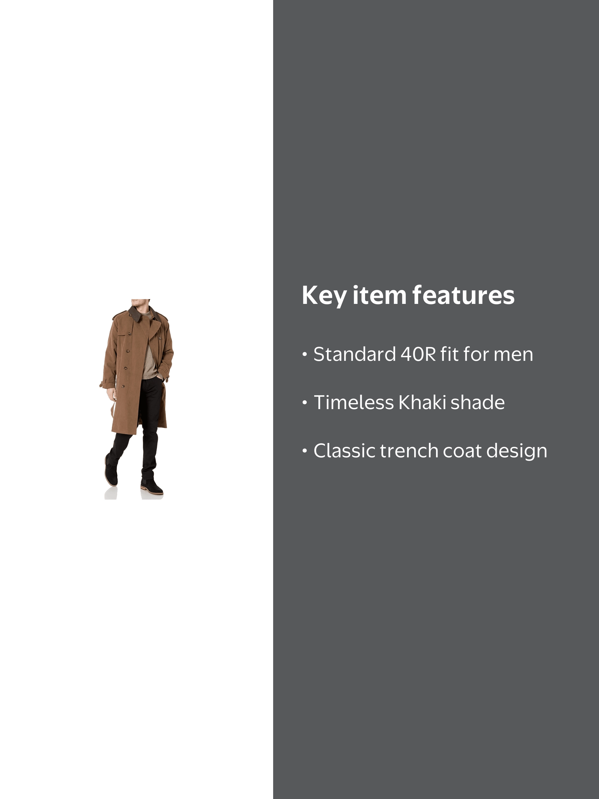 London Fog - Iconic Trench - Khaki, 40R - Walmart.com