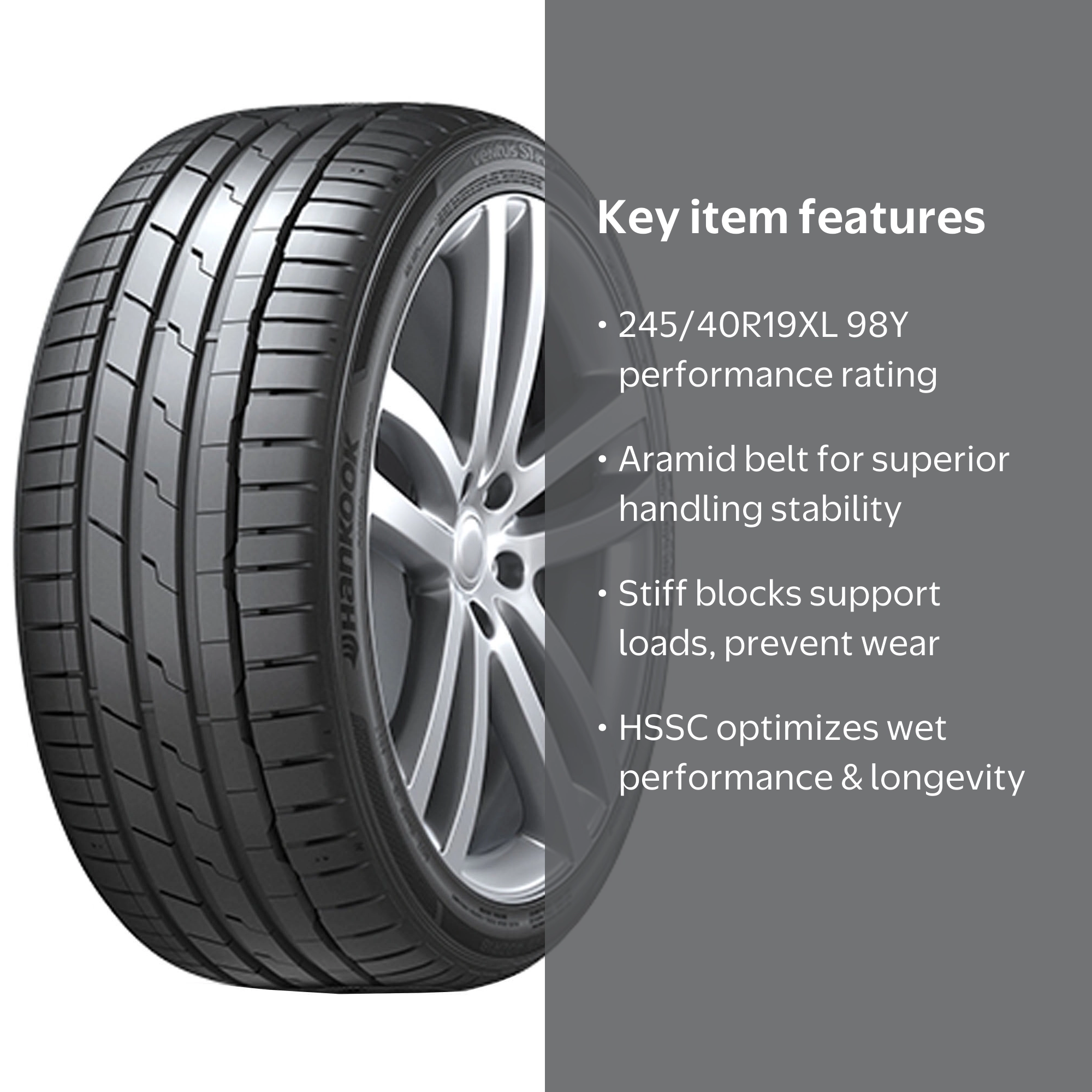 タイヤ・ホイール Hankook Ventus Slevo 3 245/40R19 Hankook Ventus S1 evo3 K127 245/40R19XL 98Y - Walmart.com
