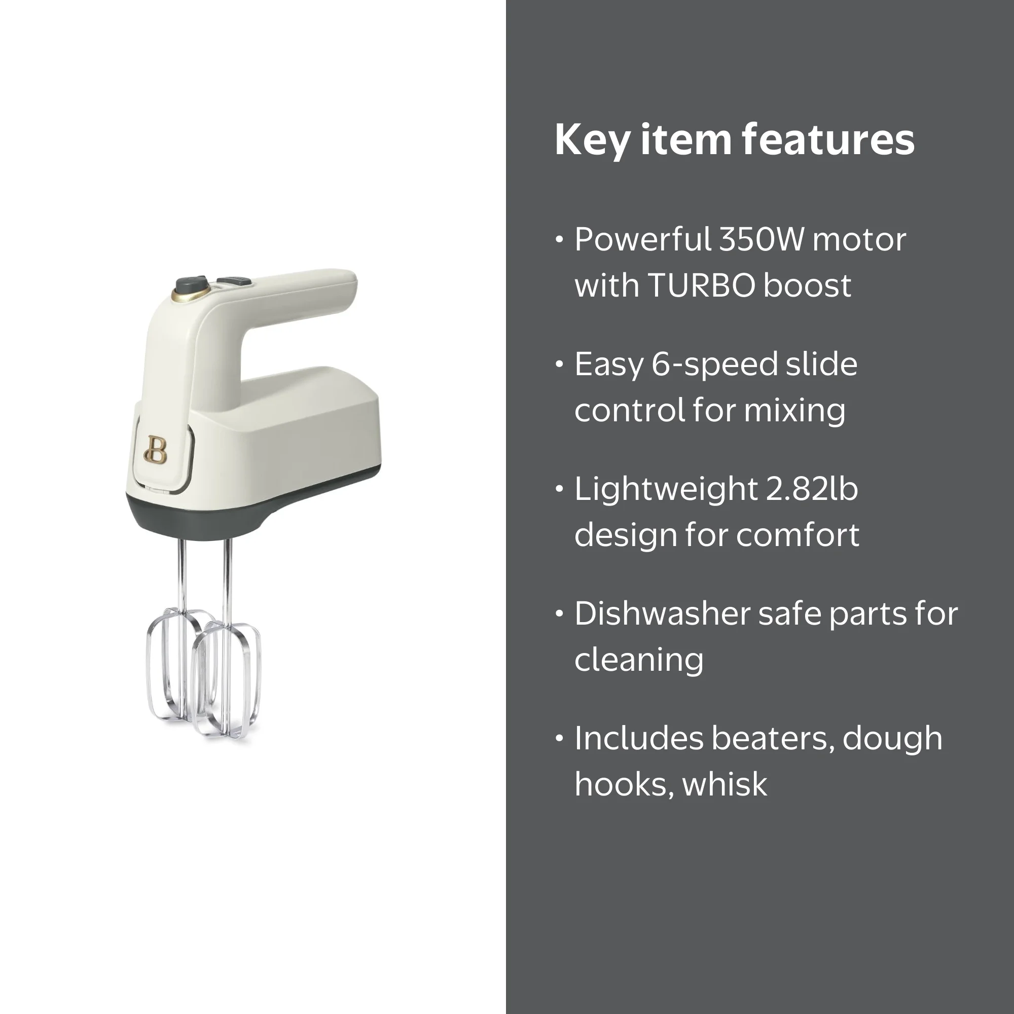 Free Shipping! Beautiful 6-Speed Electric Hand Mixer White with