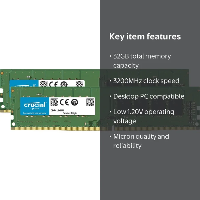 Crucial, Desktop Memory, CT2K16G4DFRA32A, 32GB DDR4 3200 - Walmart.com