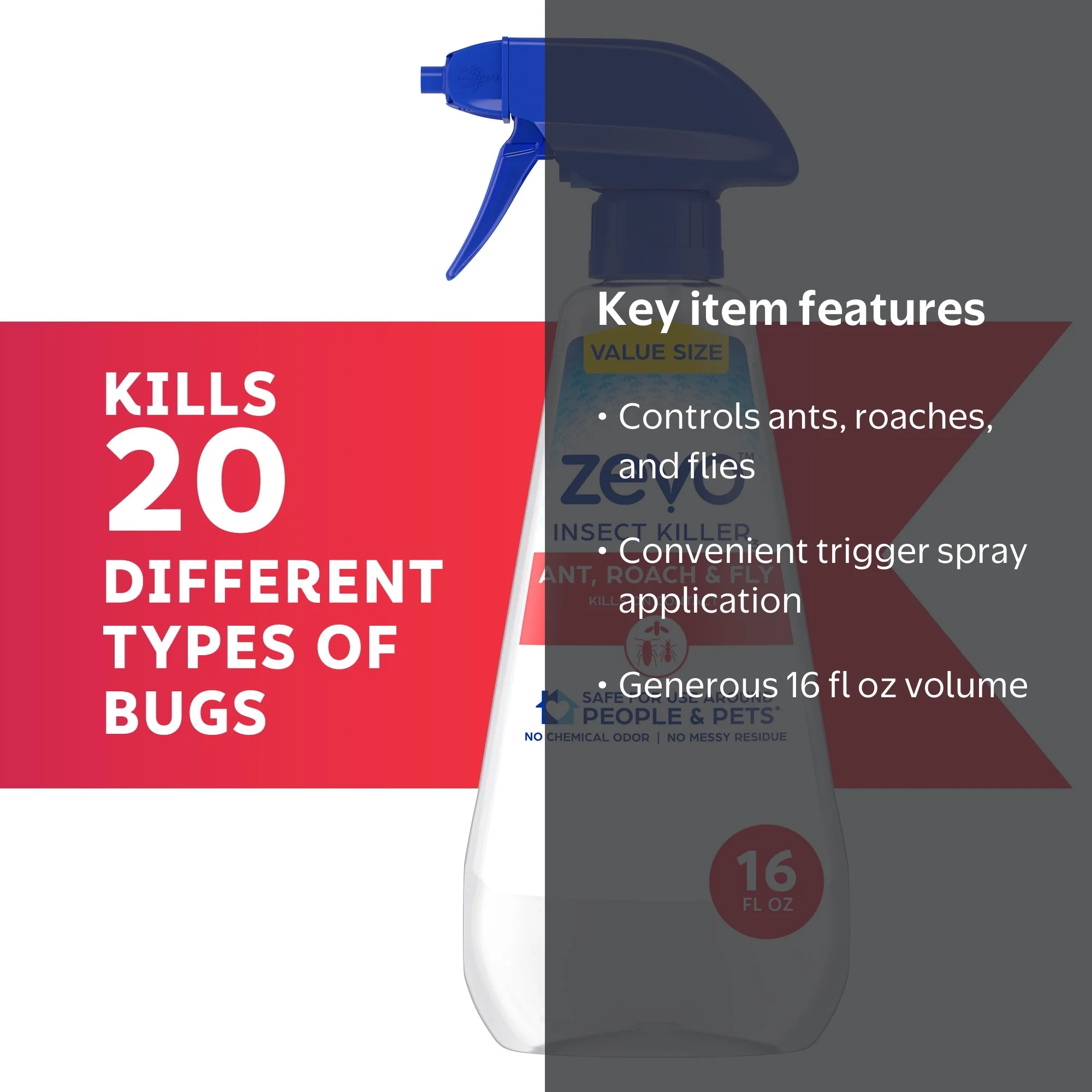 Zevo Ant, Roach & Fly Multi-Insect Trigger Spray, 16 oz - Walmart.com