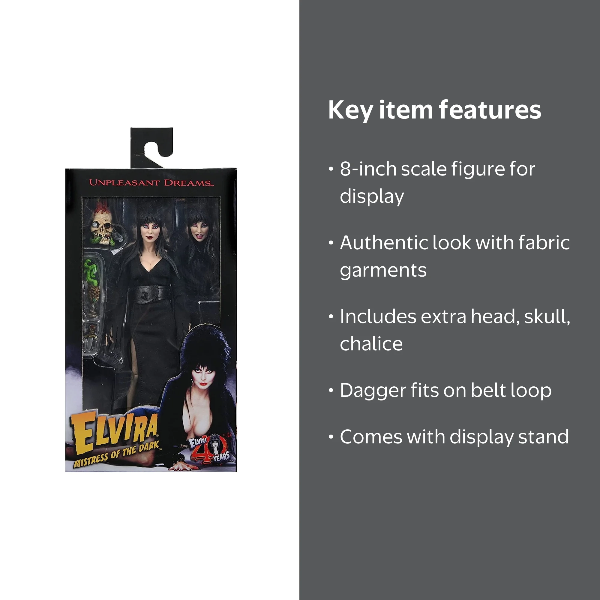 Elvira 8” Action Figure - Horror Collectibles, Fully Articulated