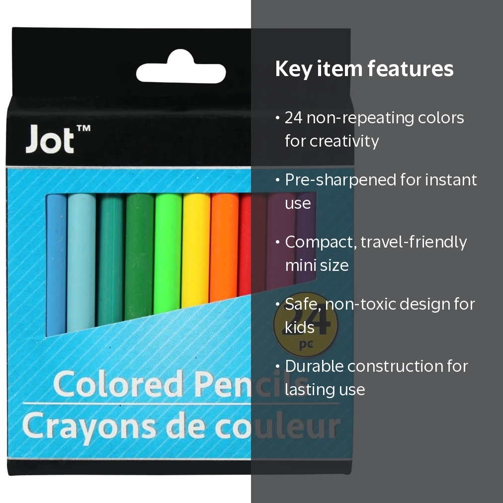 24 Piece Jot Count Mini Colored Pencil Kids Art School Supplies