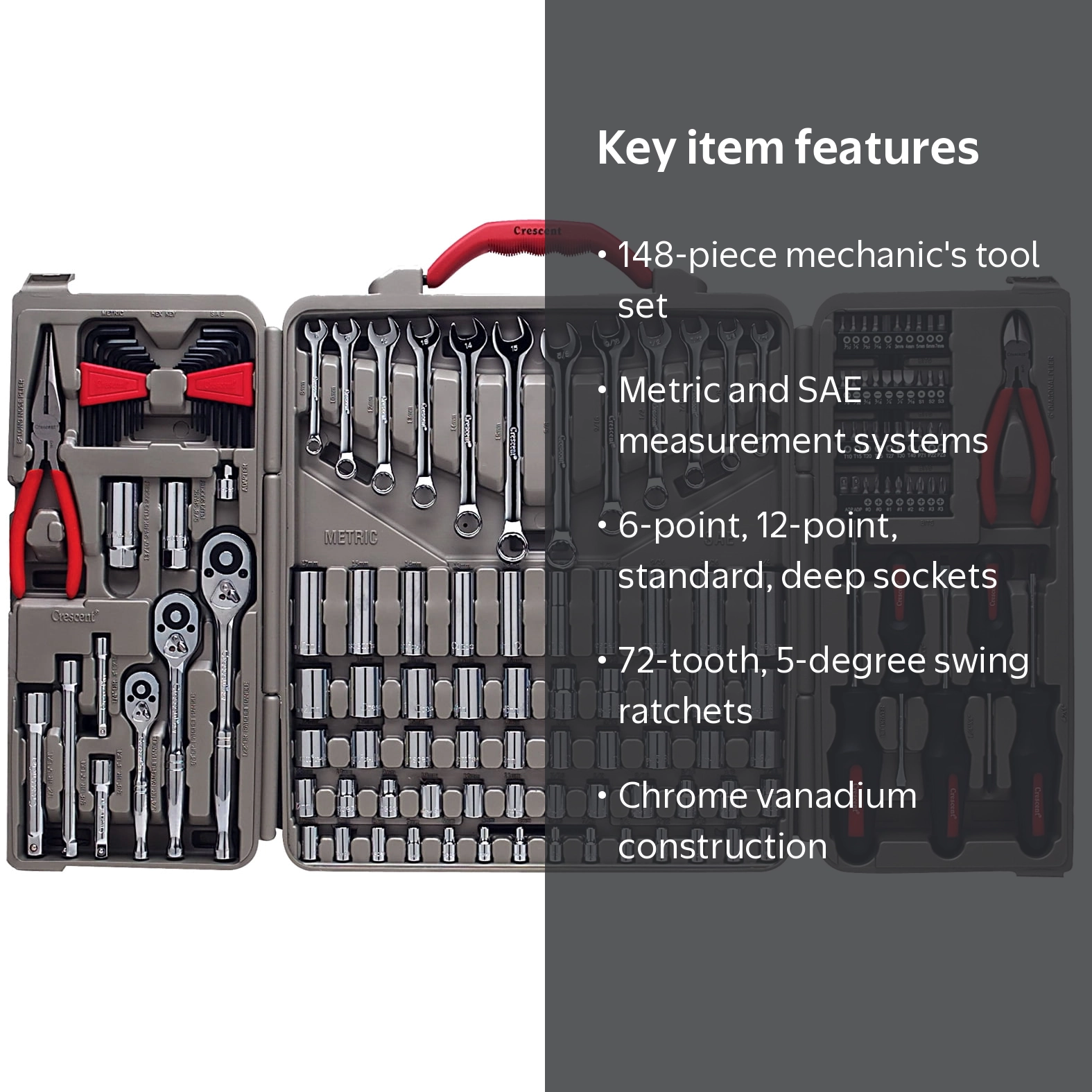 Crescent 148 pc. Assorted Sizes x 1/4, 3/8 and 1/2 in. drive