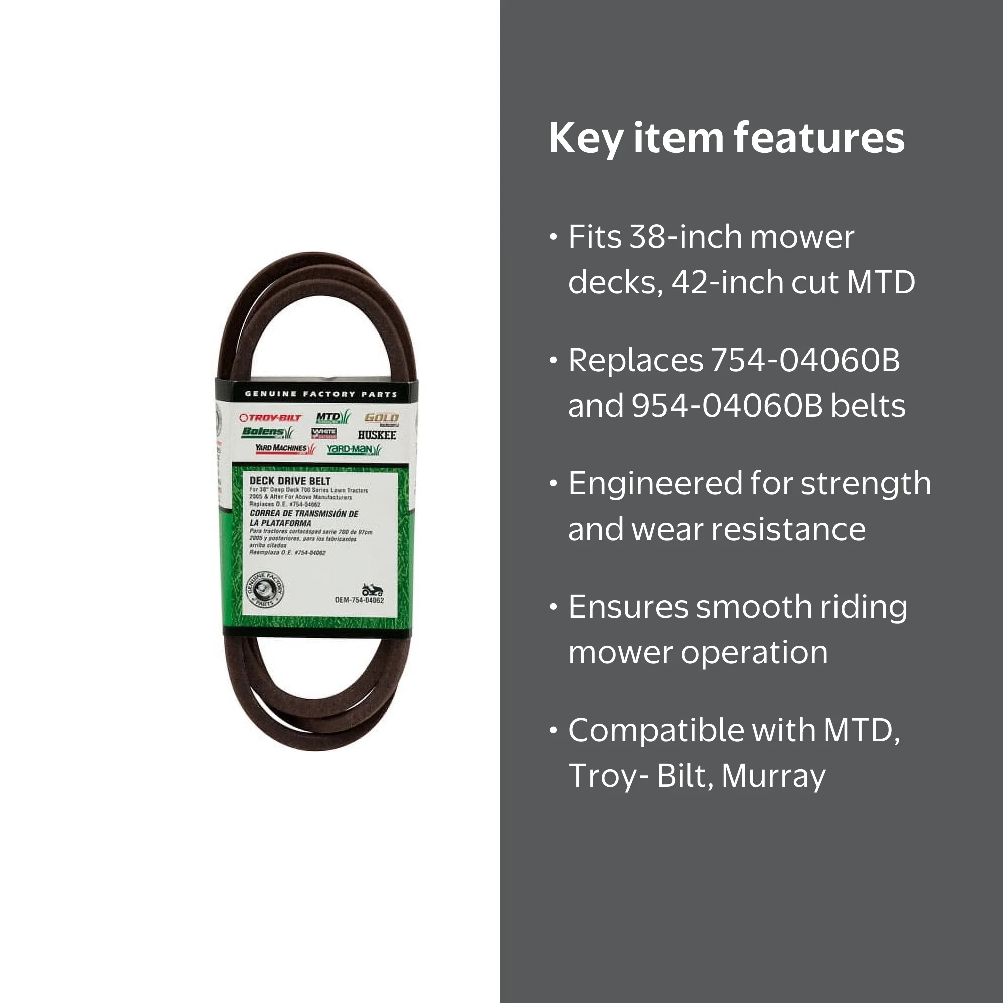 MTD Original Equipment 38-inch Mower Deck Belt 954-04062, 548180