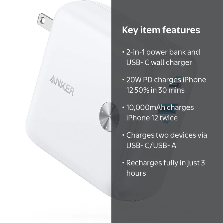 Anker PowerCore Fusion 10000, 20W Portable USB-C Wall Charger
