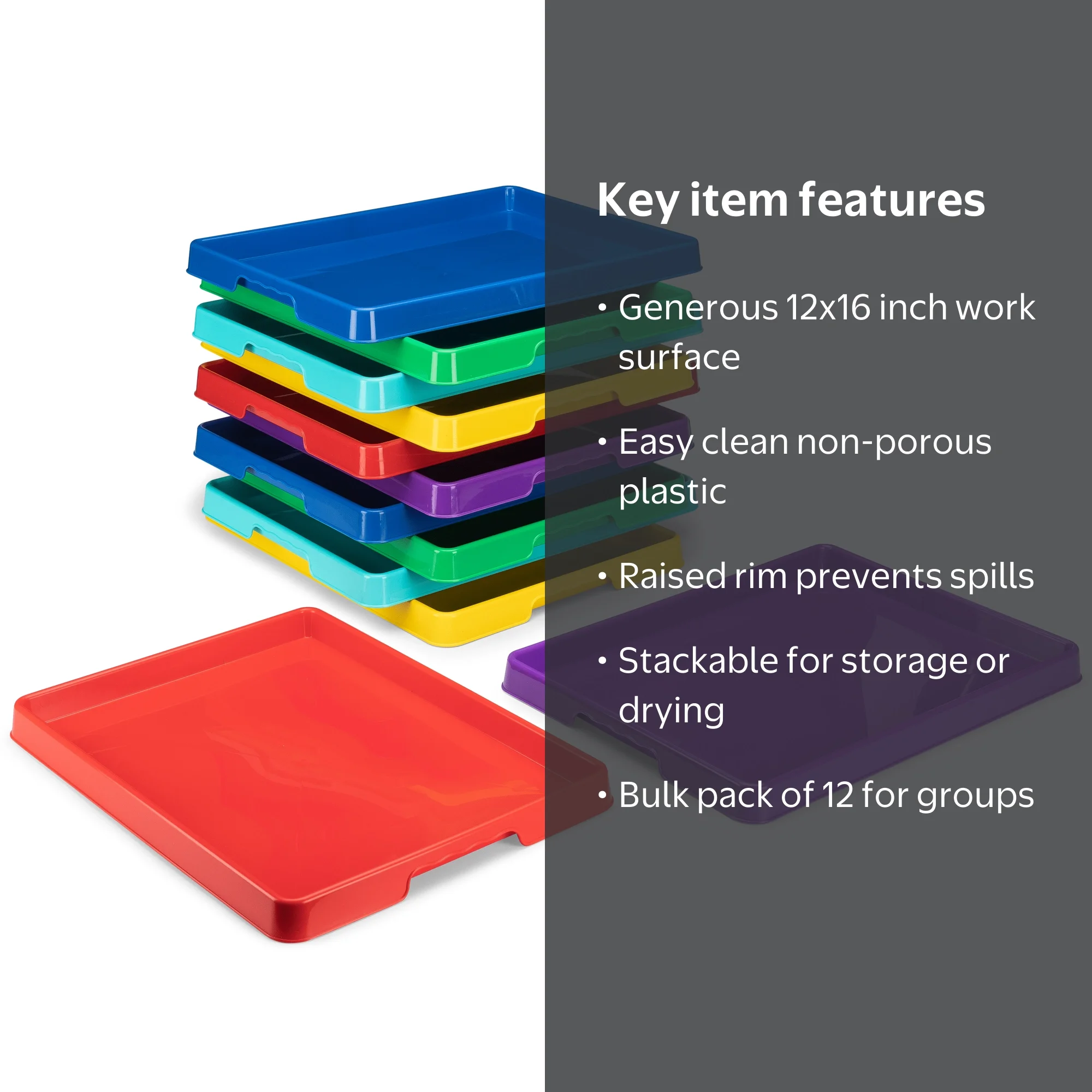 Storex Plastic Craft and Hobby Tray, 12 x 16 in, Assorted, 12-Pack