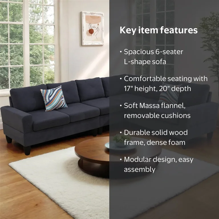Aukfa AK-FS03-076 6-Seater L Shaped Sectional Sofa - Walmart.com