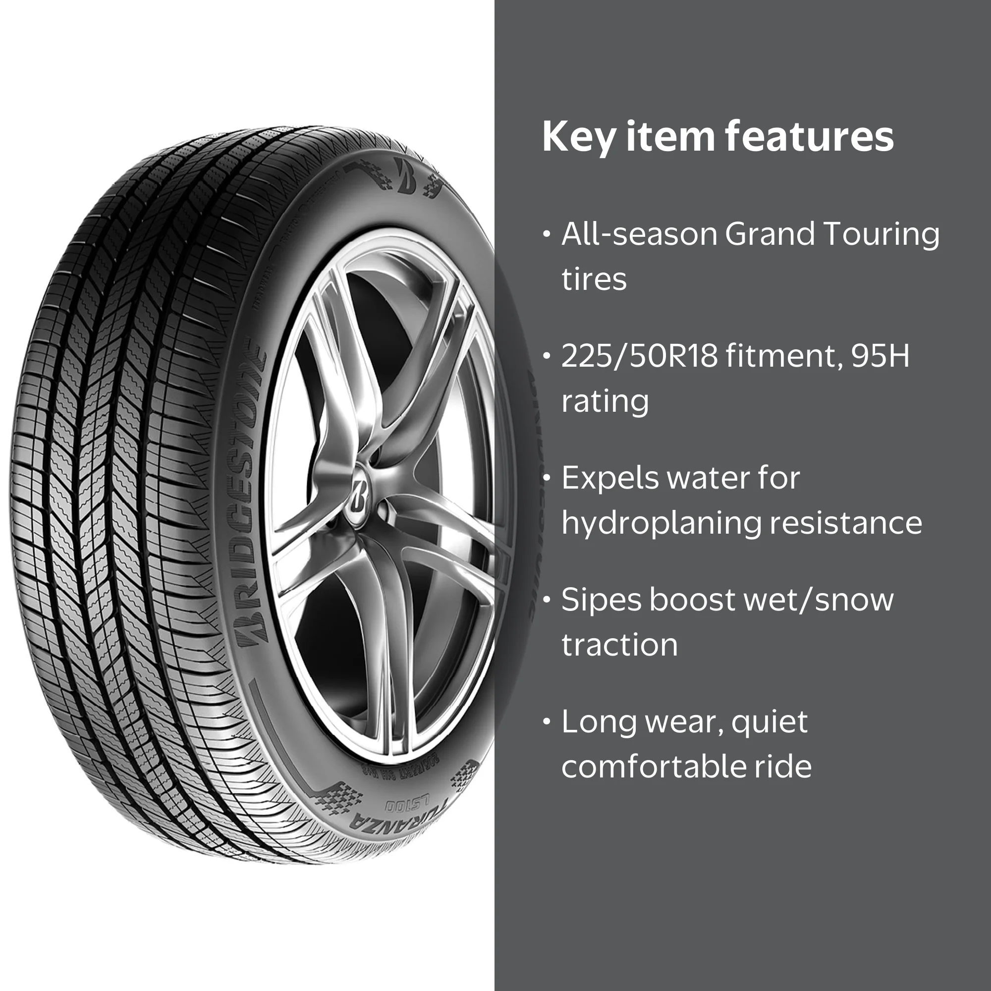 Bridgestone Turanza LS100 Grand Touring All-Season Tire, 225/50R18
