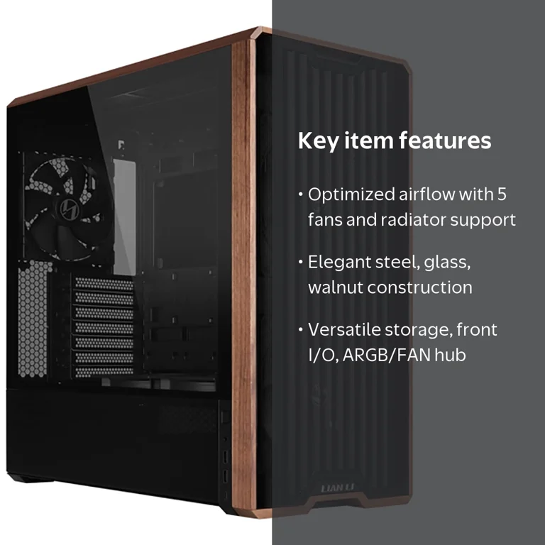 Lian-Li, LANCOOL 217 Mid-Tower Case, Black, Walnut Wood - Walmart.com