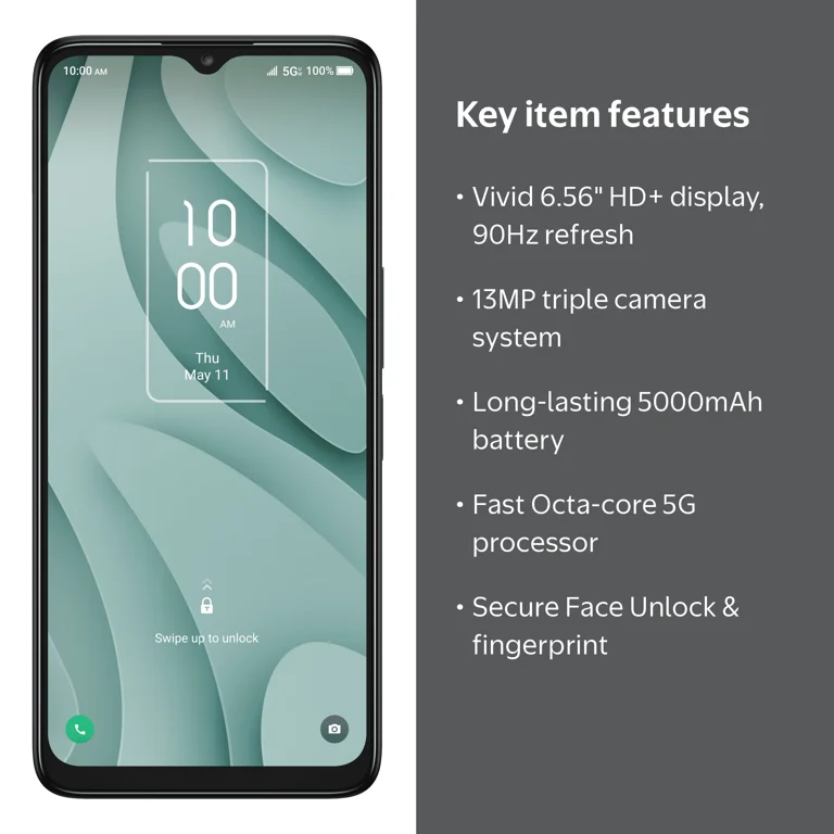 Verizon TCL 40 LE 5G, Black, 64GB - New Wireless Prepaid Mobile