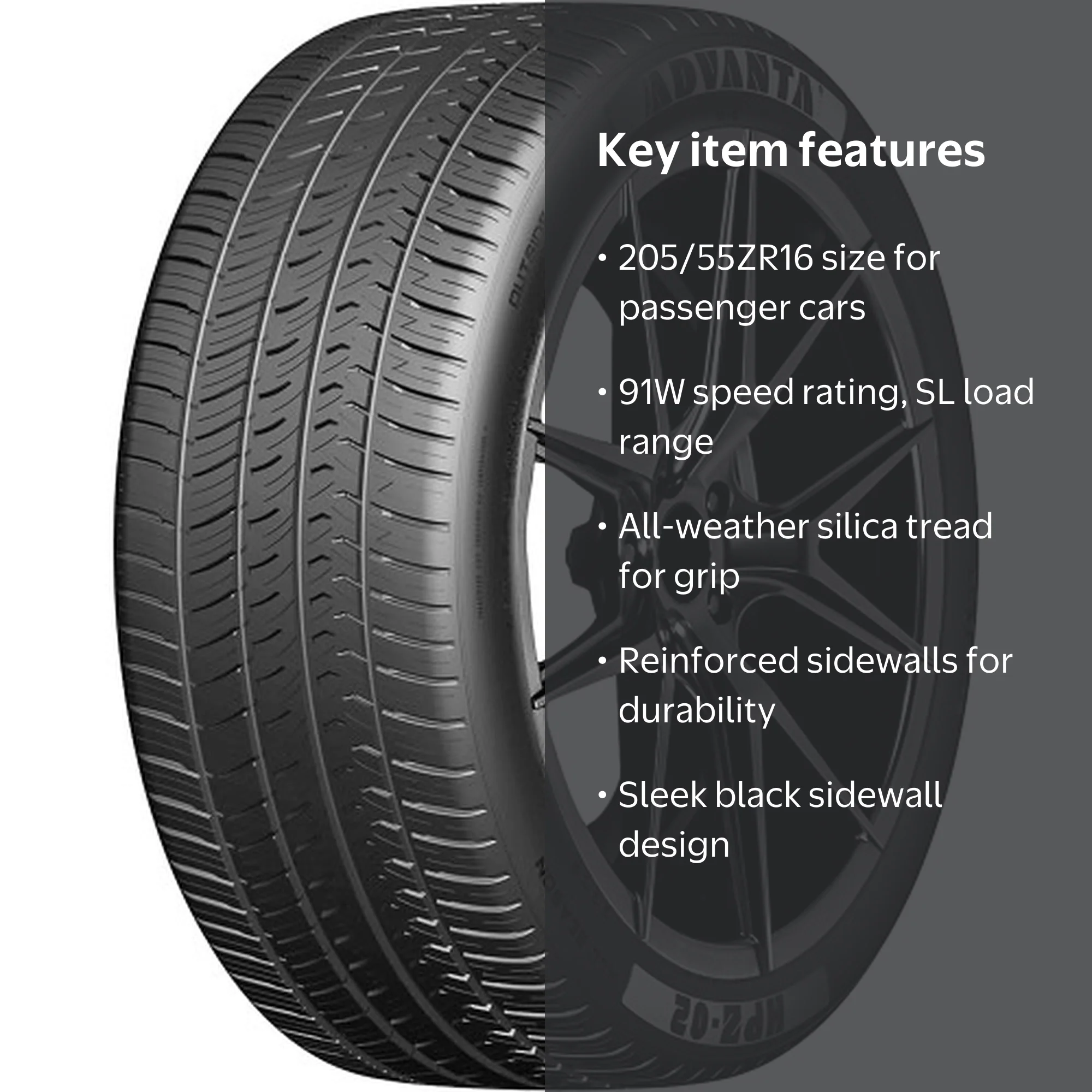 Advanta HPZ-02 Performance 205/55ZR16 91W Passenger Tire - Walmart.com