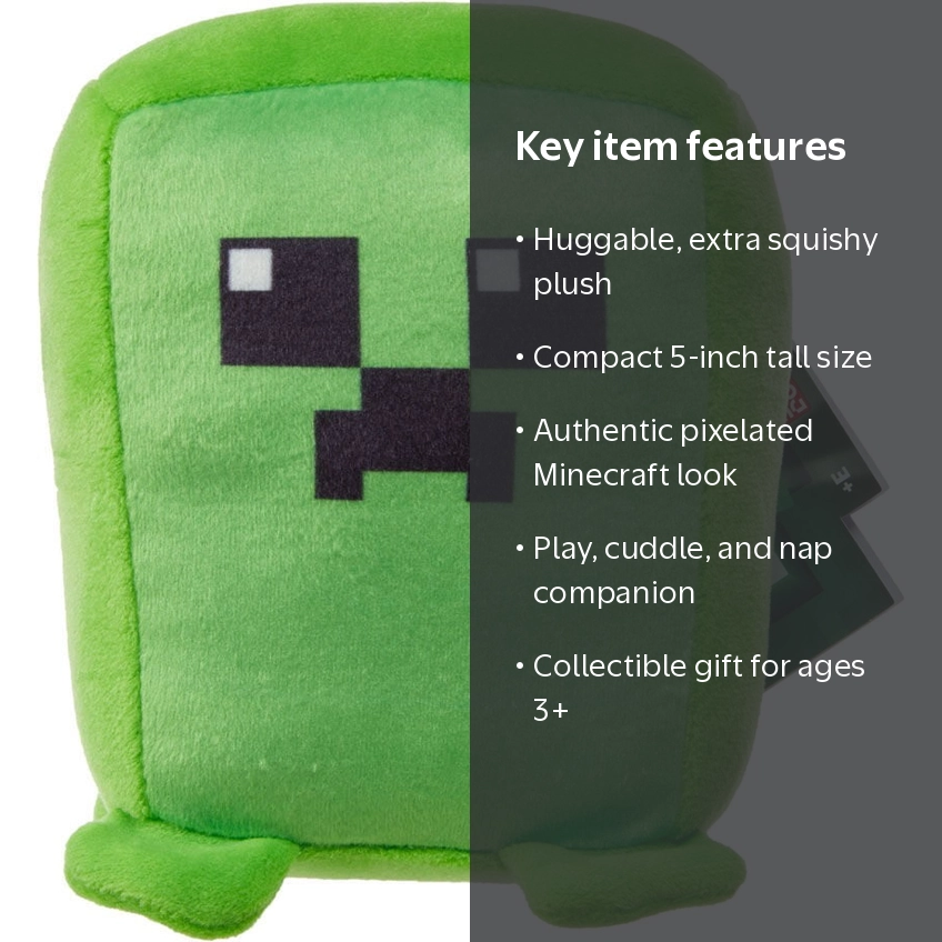 Mattel, Minecraft Cuutopia Creeper Plush, 5 inch, Green - Walmart.com