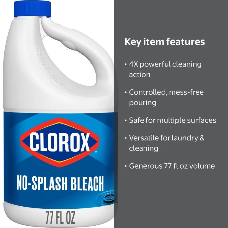 Clorox No Splash Bleach, 77 fl oz, multi-surface cleaner - Walmart.com
